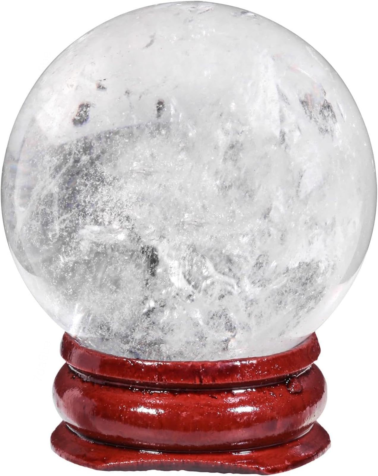 RVBLRDSE Rock Crystal Ball Gemstone Home Decoration Stone Sphere with Wood Stand,White ball-60mm Gemstone Stone