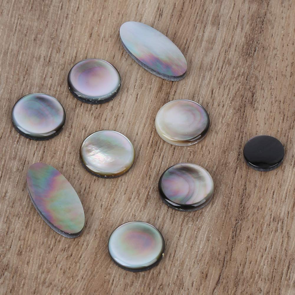 Tbest Bottoniera per Sassofono, 9 Pezzi, Set di Bottoni per Chiave Sax in Bianco e Nero, Accessori per Strumenti Musicali, Accessori per Decorazioni per Bottoni per Sassofono