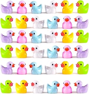 100 Pcs Mini Resin Ducks, 6 Colors Realistic Tiny Ducks, Miniature Ducks Figures Cute Duck Ornaments Multicolor Deracoration for Craft Birthday Christmas Party Miniature Figures Micro Fairy Garden