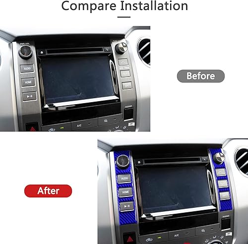 Miniatura 8 de Adhesivo de fibra de carbono compatible con Toyota Central Control Media Volume Button Panel Trim Interior Accesorios para Toyota Tundra 2014 2015