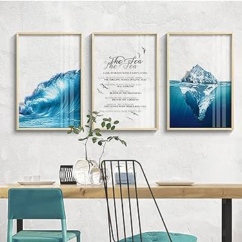 Amazon.co.jp: 海の氷山の装飾画、海のクジラの透明な絵、無垢材
