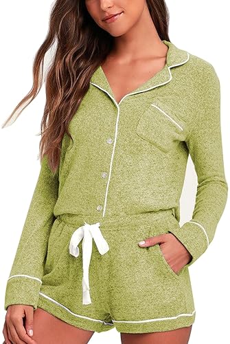 Aamikast Womens Pajama Sets Button Down Long Sleeve Sleepwear Soft