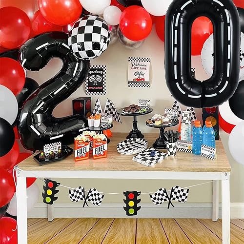 Miniatura 4 de TONIFUL Globos negros de carreras para fiestas de cumpleaños, 40 pulgadas, gigante, papel de aluminio de helio, número 8, 8 globos digitales para