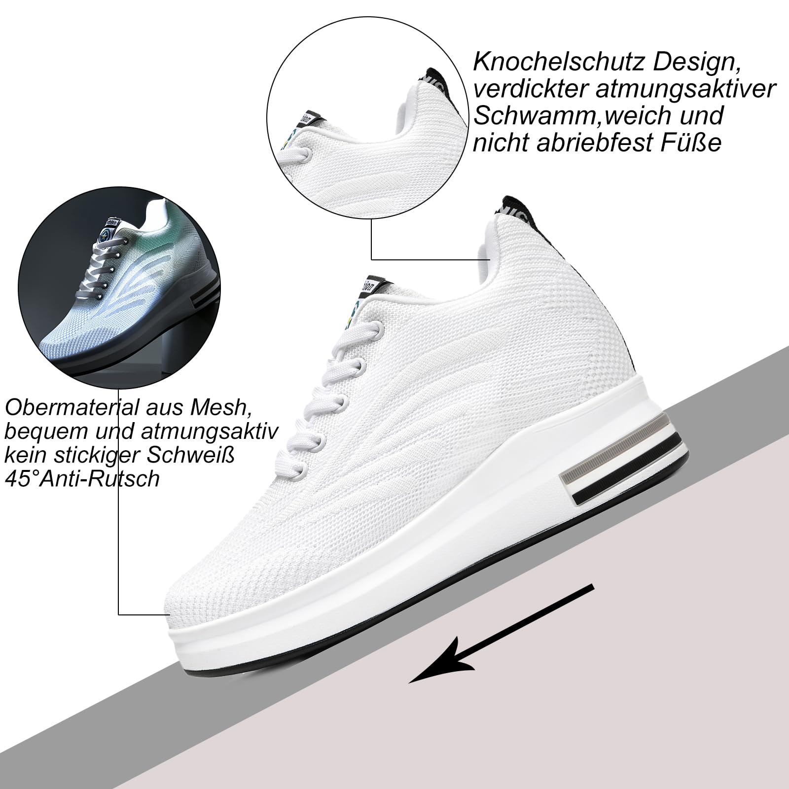 AONEGOLD Damskie trampki z klinem, buty sportowe, buty do biegania, do biegania, fitnessu, na czas wolny, wygodne, oddychające buty