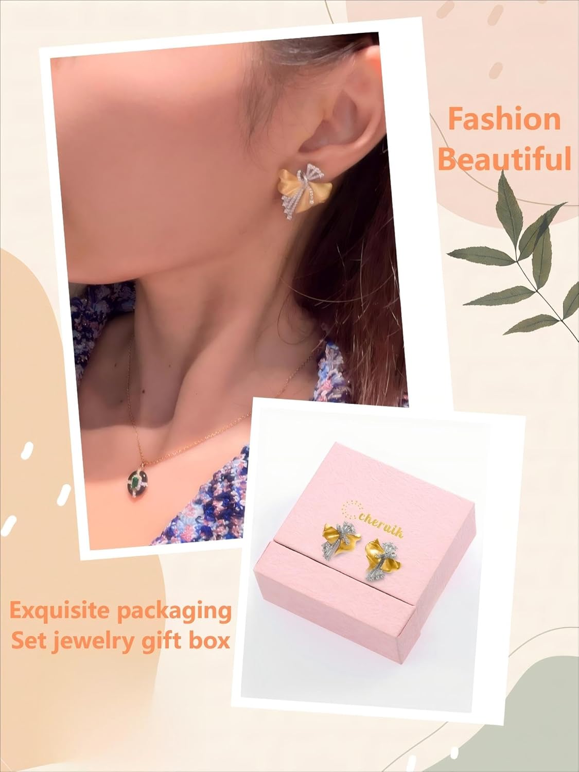 Gold Bow Earrings for Women 18K Gold Plated Hypoallergenic Bow Stud Earrings Inlaid with Zircon| Exquisite Brushed Finish, Elegant Gift Box - Image 5