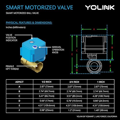 Miniatura 6 de YoLink Controlador de válvula inteligente 2 con válvula de bola motorizada de latón de 1"