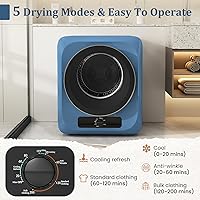 Vista 2 de Auertech Secadora de ropa portátil de 1.5 pies cúbicos, secadora eléctrica de carga frontal de 850 W con tambor de acero inoxidable, perilla