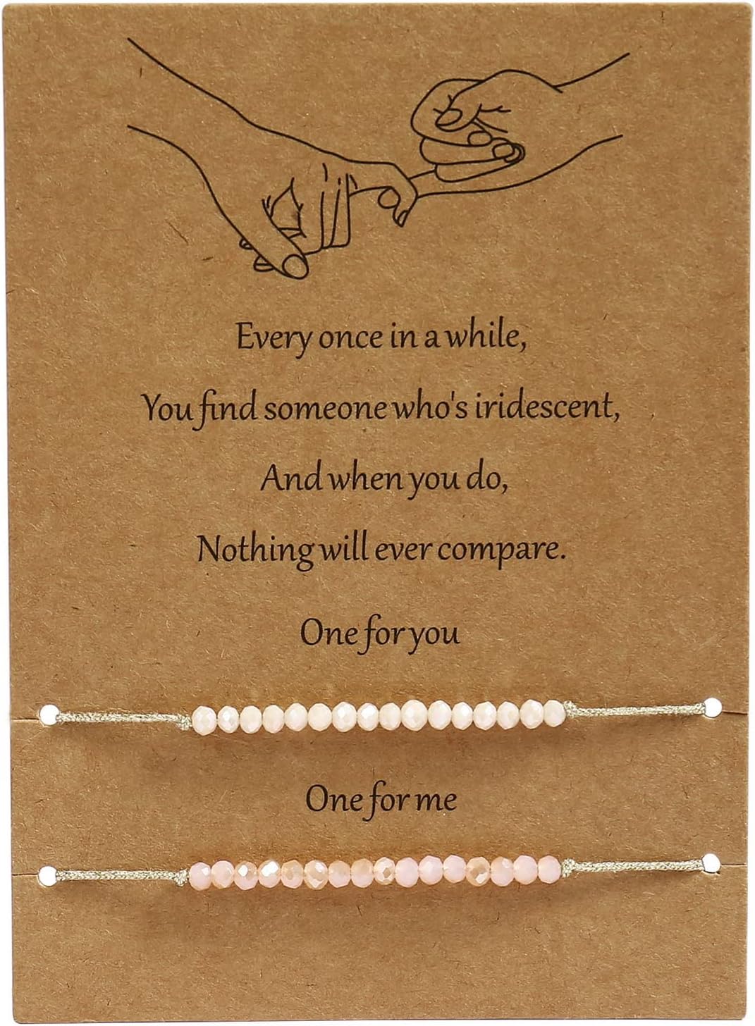 Natural Crystal Friendship Bracelet Best Friend Bracelets Adjustable for Couple Family Women Friendship gifts 2PC