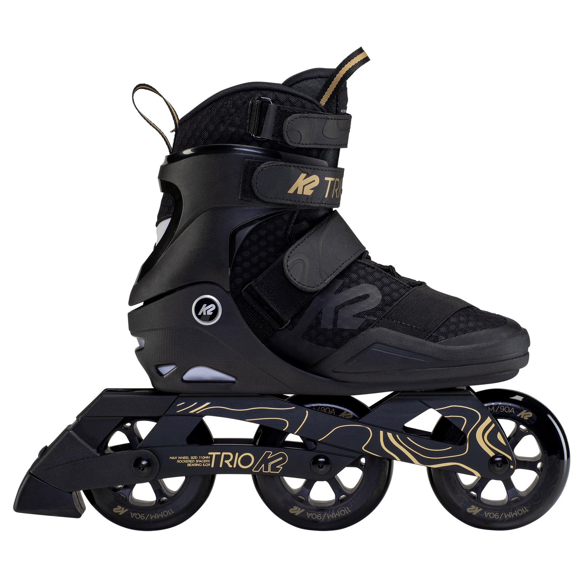 K2 Trio 110 Mens Urban Inline Skates - Black/Gold / 9.0