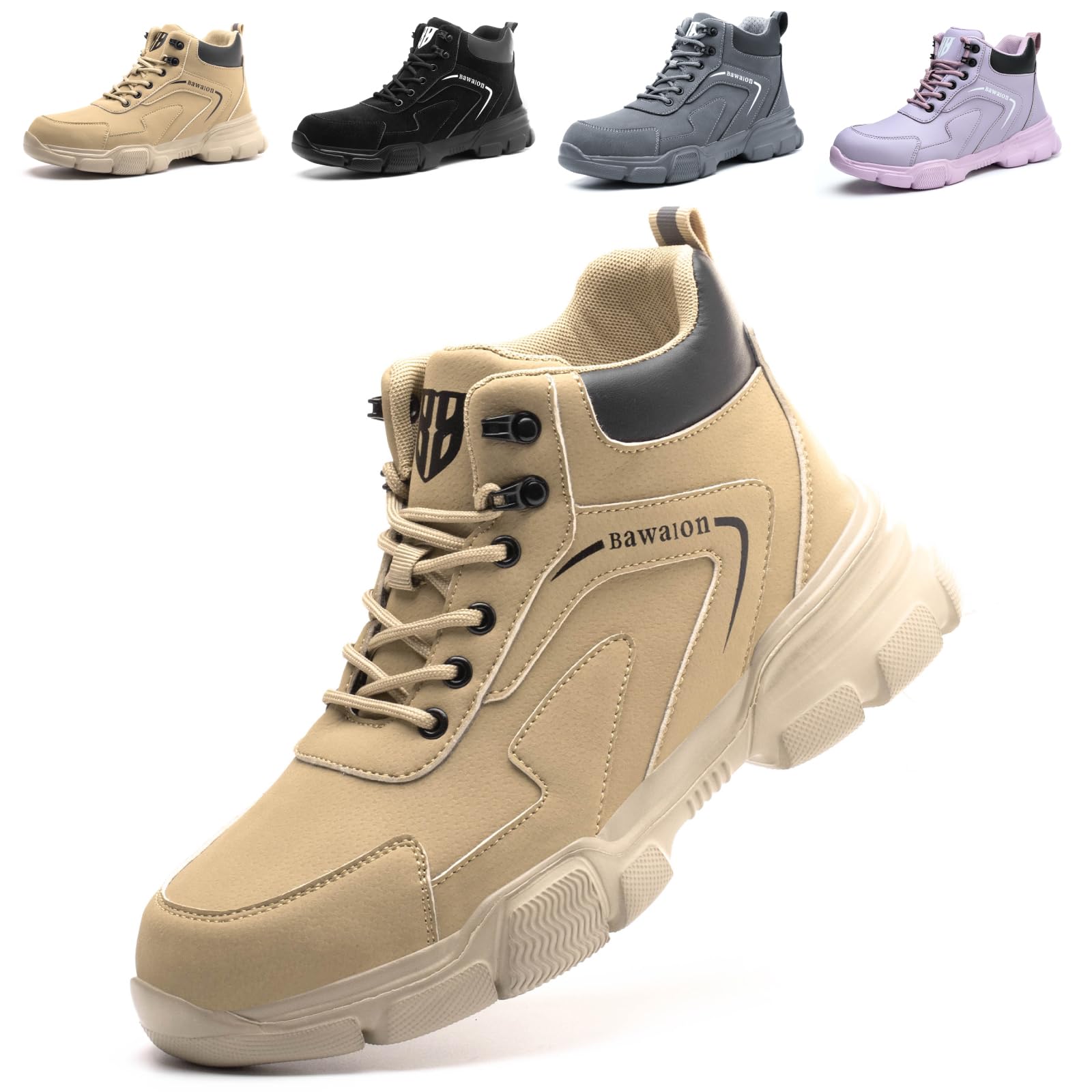 Impermeabile Scarpe Antinfortunistiche Alte Uomo Donna Leggere Scarponi Antinfortunistiche Stivaletti da Lavoro con Punta in Acciaio in Pelle