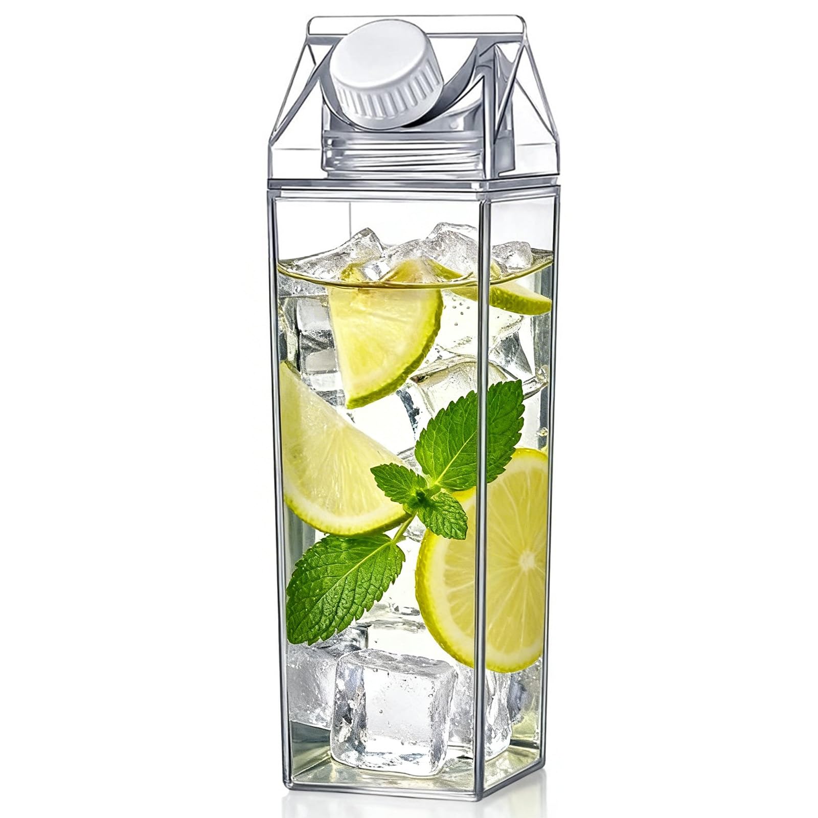Yjqxmyu 1000Ml Clear Milk Carton Water Bottle With Leak Proof Spouts, Reusable Milk Box Water Bottle Portable Juice Tea Container For Camping Outdoor Sports Travel(1000Ml)