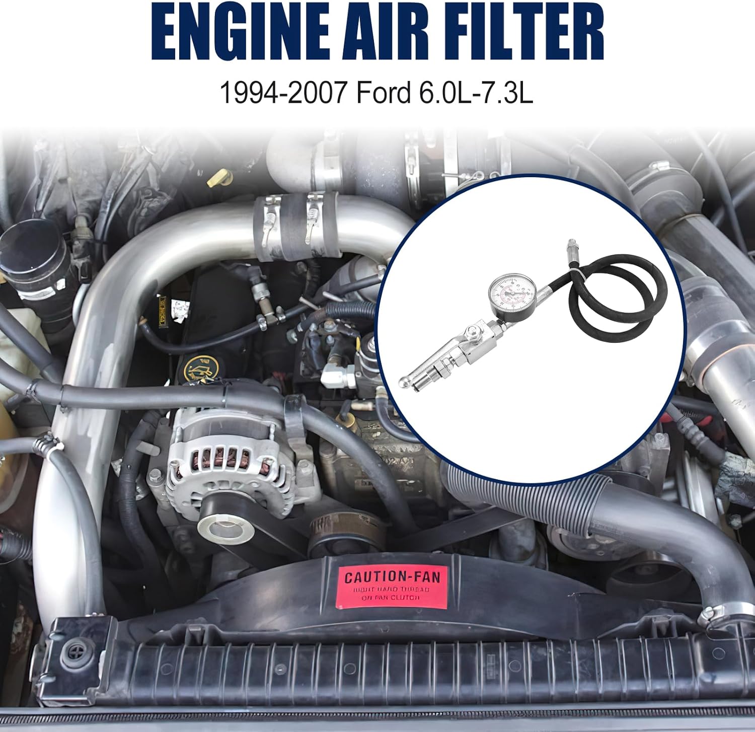 High Pressure Oil System IPR Air Test Tool Special Kit Compatible with 1994-2007 Ford 6.0L-7.3L Powerstroke Diesel with High Pressure Oil System IPR Valve Air Test Fitting Gauge Air Meter