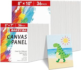 Small Canvas for Painting 72 Pack 5x7, 8x10 Inch, 36 of Each, Canvas Boards for Kids,100% Cotton Primed Non Toxic for Acrylic Watercolor Paint
