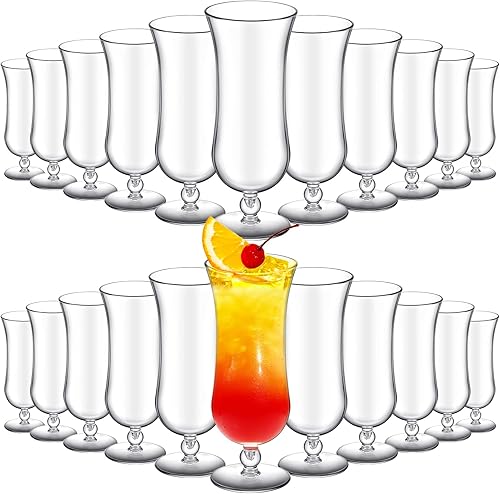 Lallisa 24 vasos de plástico para huracanes de 15 onzas, resistentes a las roturas, de plástico transparente, de piña colada, vasos de cóctel de