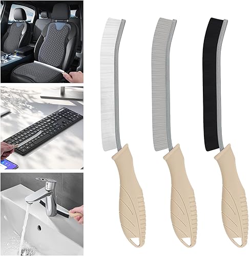 Cepillo de limpieza de 3 piezas incluye cerdas suaves, hendidura dura, cepillo de lechada multifuncional, rueda de ventilación automática,