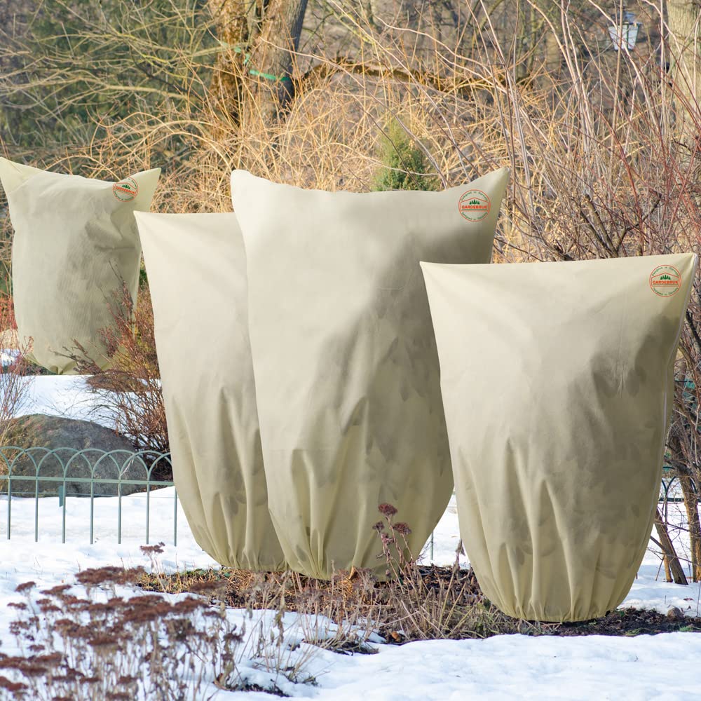 Gardebruk® Kübelpflanzensäcke 3er Set 200x240 cm 70g/m² Reißverschluss Garten Frostschutzhaube Winterschutz für Pflanzen Pflanzenschutzvlies Beige