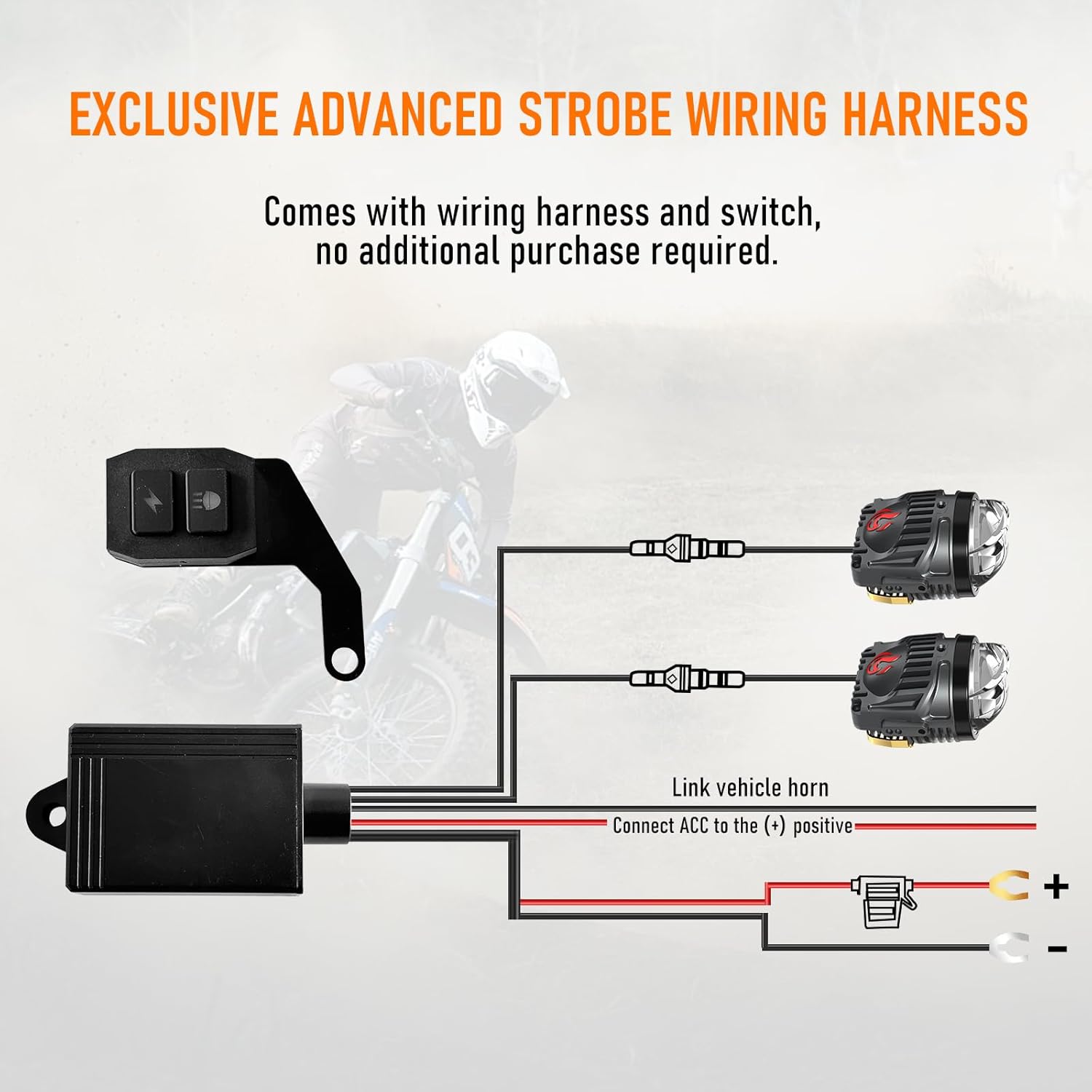 Motorcycle Auxiliary LED Light Kit Driving Spotlights Lemon Green/Amber Fog Light with Mounting Bracket Remote Control Harness 120W Off-Road Work Compatible with Motorcycle J-eep Car Truck