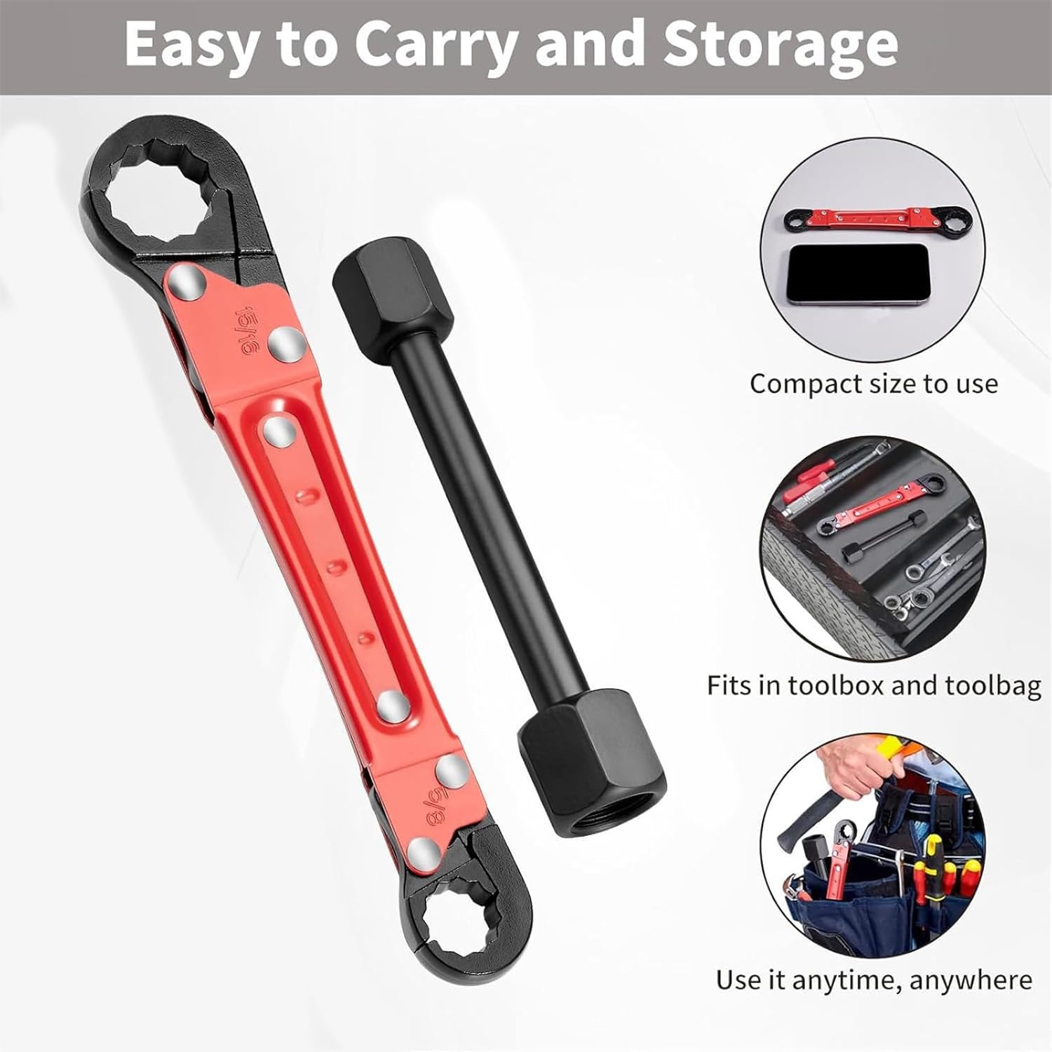 Double Ended Stoppers Wrench Set with Antislip Mechanism for Plumbing Maintenance Installation and Tight Space High Strength Alloy Steel Wrench