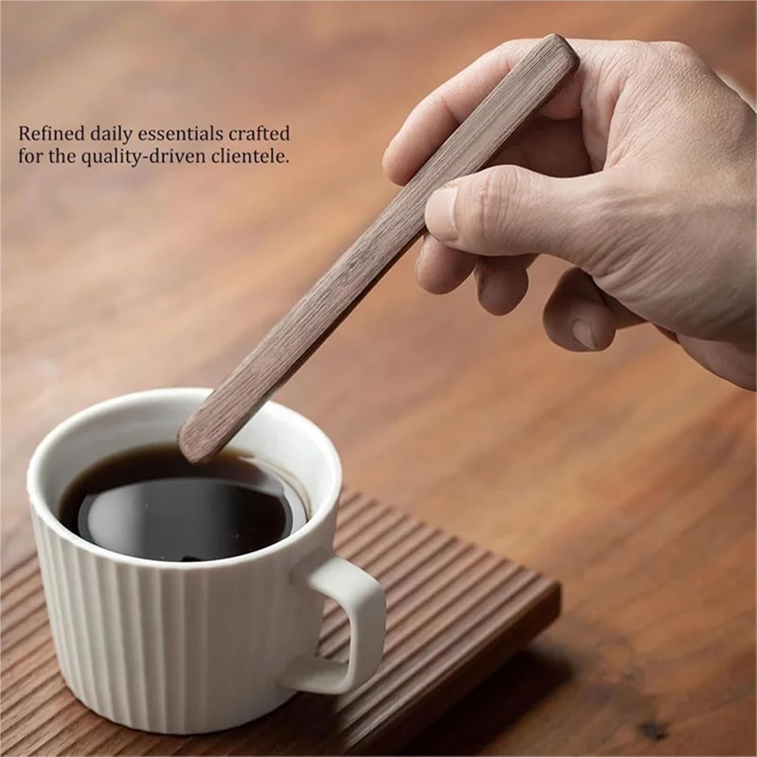 8pcs Coffee Stirrer 6" Black Walnut Wood Reusable Drink Stir Sticks for Tea Milk,Chocolate& Jam Spreader