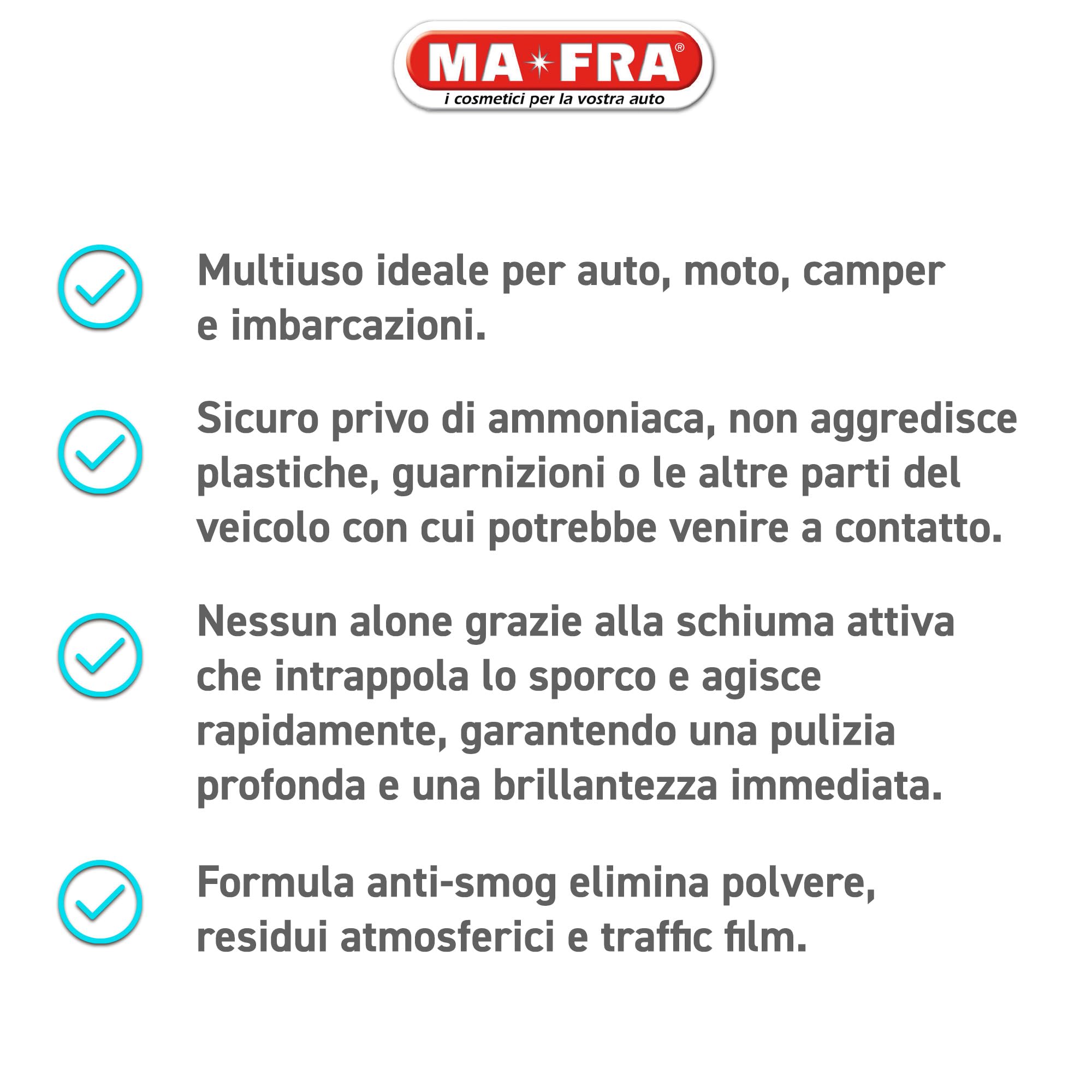 Ma-Fra, Glass Cleaner, Sgrassatore per Vetri e Cristalli, Ideale per la Pulizia dei Vetri Auto, Migliora la visibilità alla Guida, Elimina Ditate e Tracce di Smog, Non Rilascia Residui o Aloni, 500ml