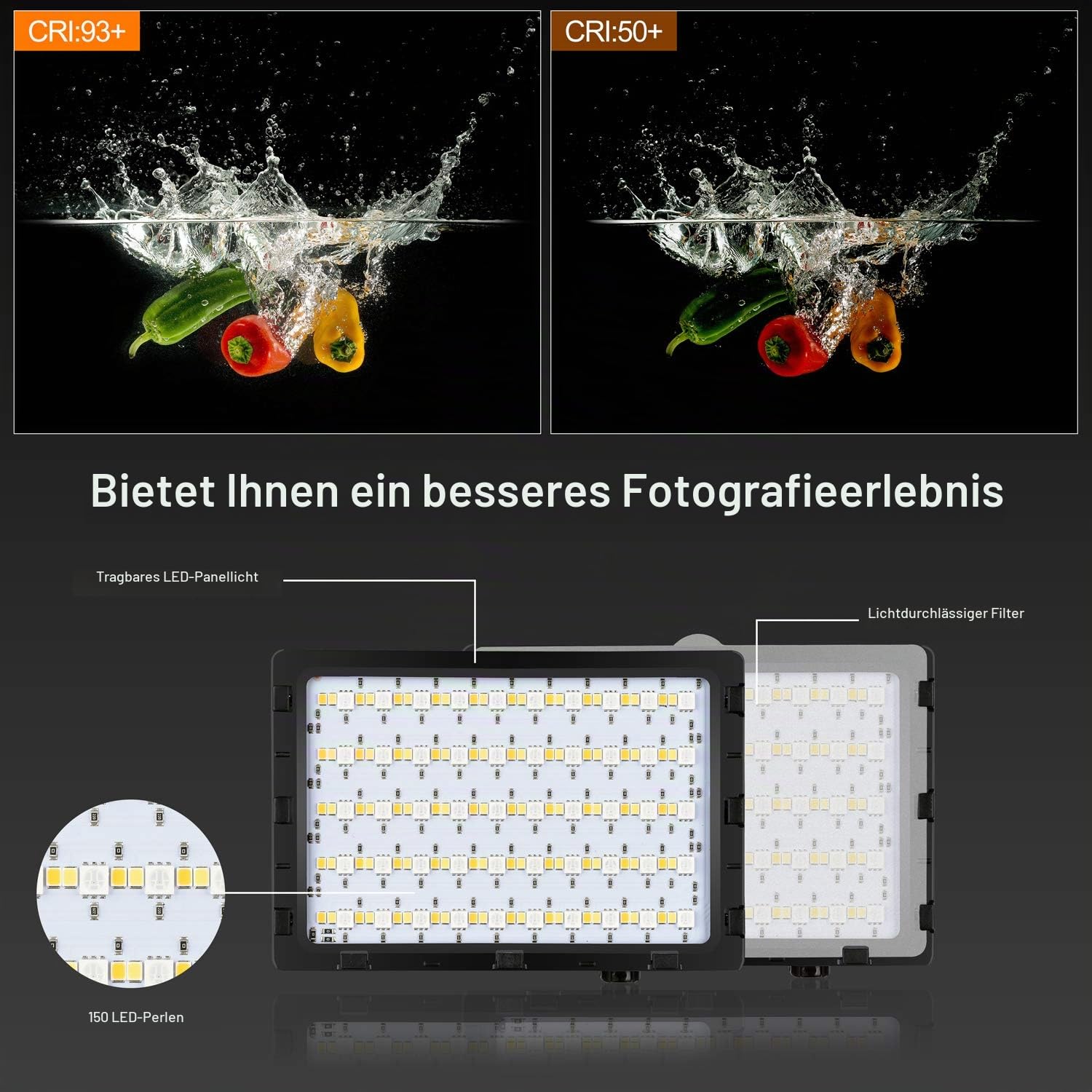 EMART 2-Pack Video Licht RGB, Videoleuchte LED USB mit Verstellbarem Stativ | Dimmbare Fotolicht, 5500K, Videoaufnahme, Streaming, YouTube, Fotostudios