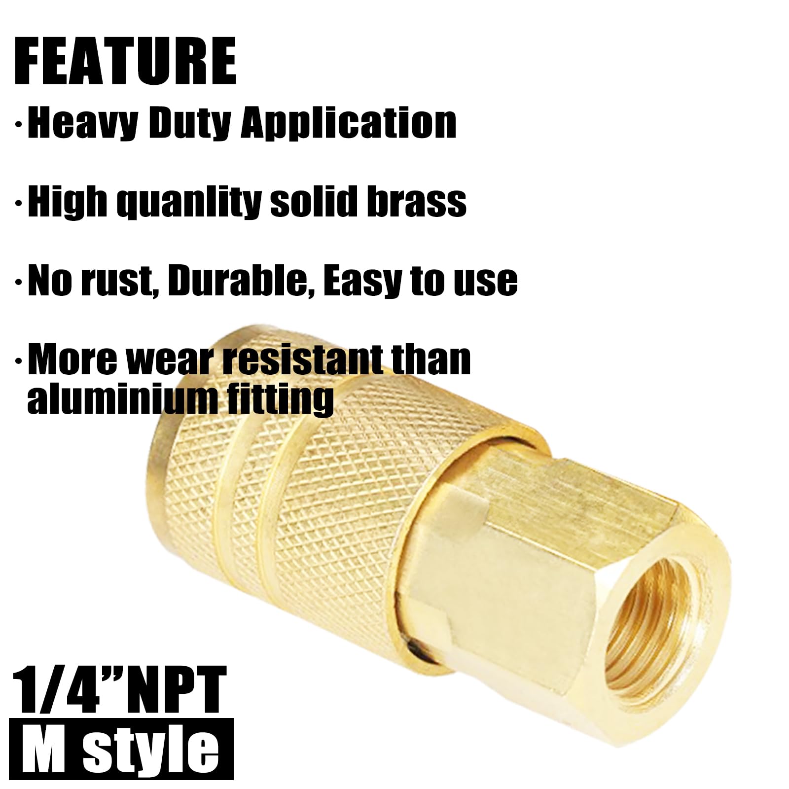Raccordi per tubi dell'aria in ottone industriale accoppiatore 1/4" NPT filettatura femmina compressore raccordi a connessione rapida per cantieri professionali e negozi automobilistici stile