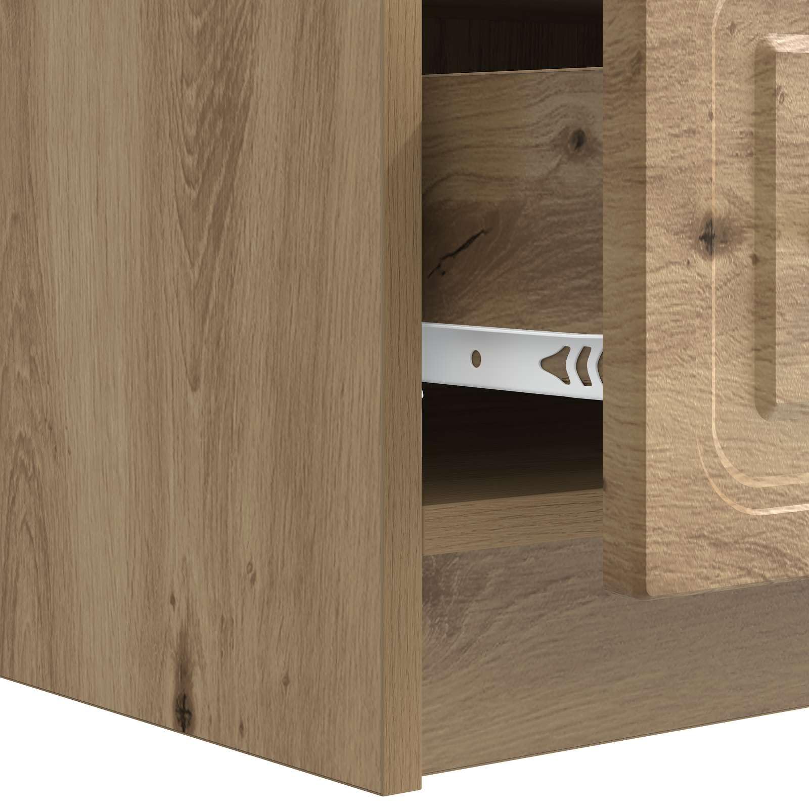 Hothingwell Szafka pod telewizor 147 x 34,5 x 27 cm dąb rzemieślniczy drewno inżynieryjne | Duża przestrzeń do przechowywania, wysuwane szuflady, nowoczesny design, łatwa pielęgnacja, do minimalistycznego salonu
