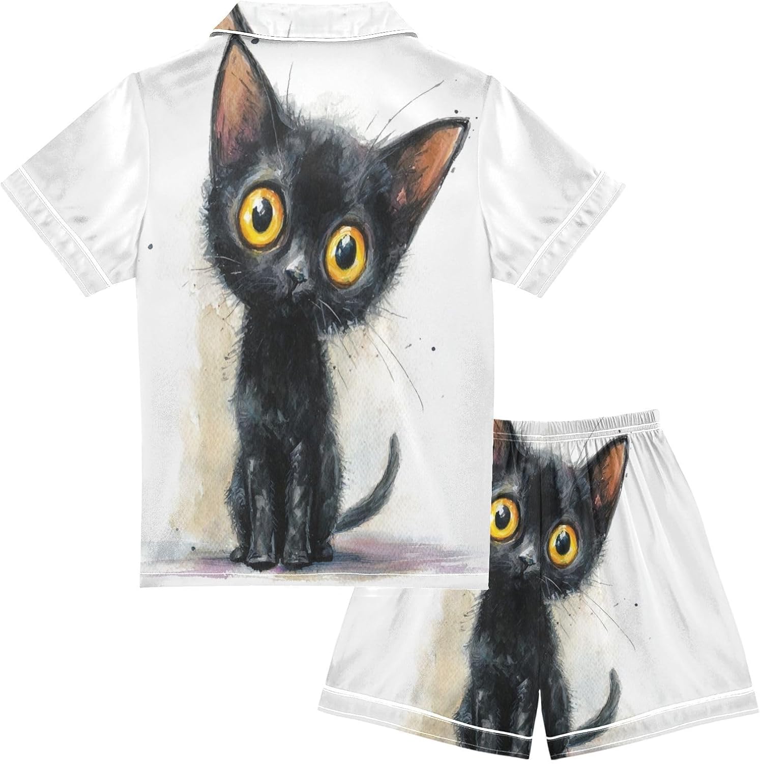 Silk Pajamas Sets Soft Satin 2 Piece Pjs Set Short Sleeve Sleepwear Nightwear