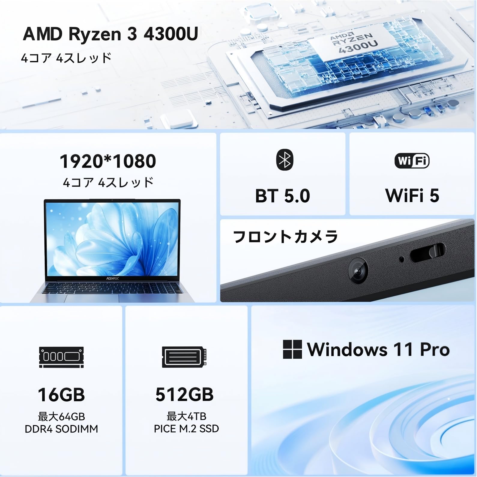 ACEMAGIC ノートパソコン 17.3インチ Ryzen 3 4300U Amazon.co.jp: ACEMAGIC 17.3インチ ノートパソコン AMD Ryzen 4300U