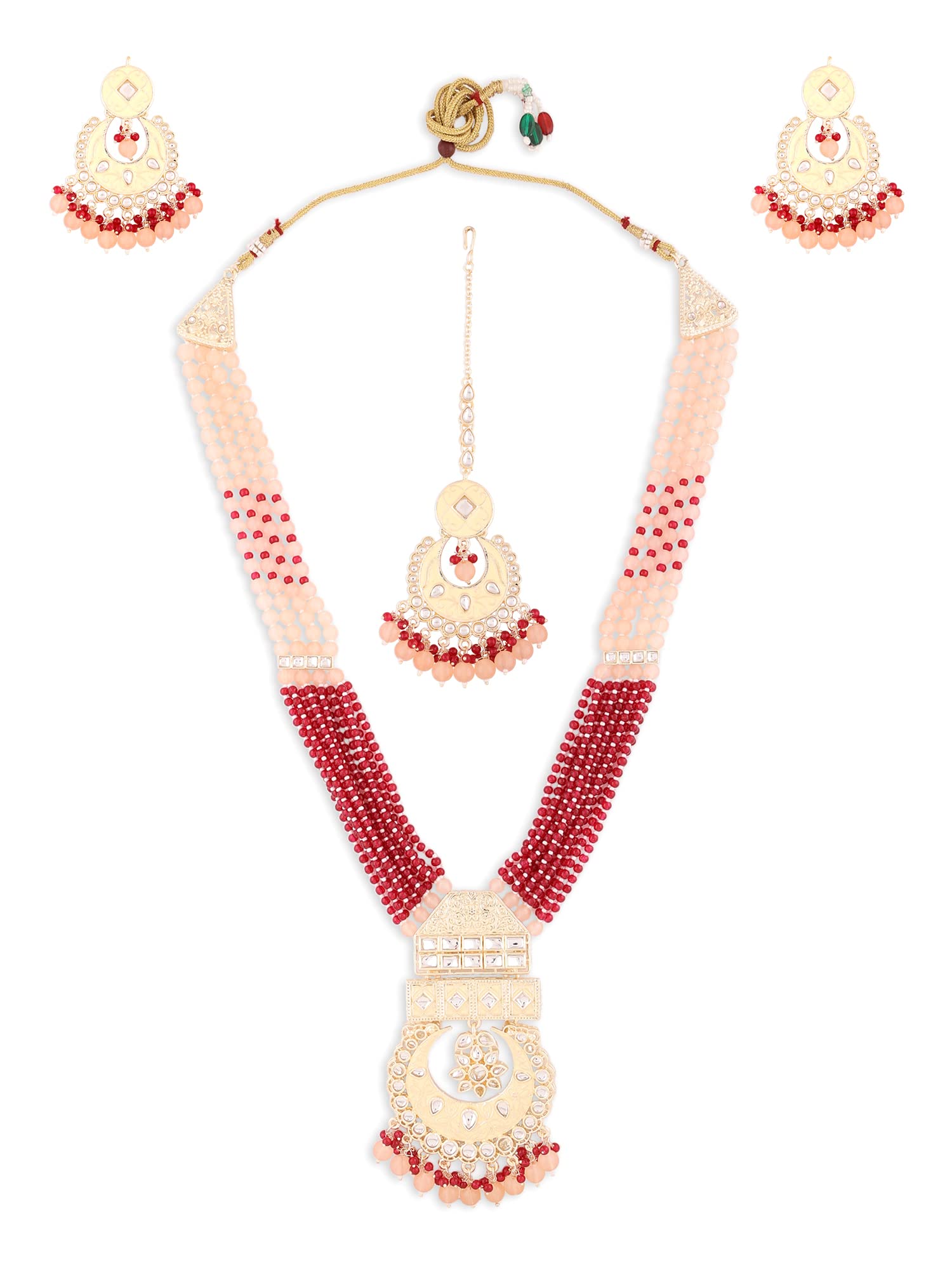 See full amazon price history chart for ZAVERI PEARLS Rani Pink & Peach Multistrand Beaded Long Enamel Kundan Necklace Earring & Maangtikka Set For Women-ZPFK14644 ZAVERI PEARLS Rani Pink & Peach Multistrand Beaded Long Enamel Kundan Necklace Earring & Maangtikka Set For Women-ZPFK14644 (B0BCGRF4VV) Amazon Price History, Amazon Price Tracker