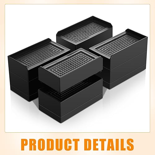 Miniatura 5 de Juego de 8 elevadores de cama rectangulares de 3 pulgadas ajustables para muebles, elevadores de cama, elevadores de cama resistentes con 32