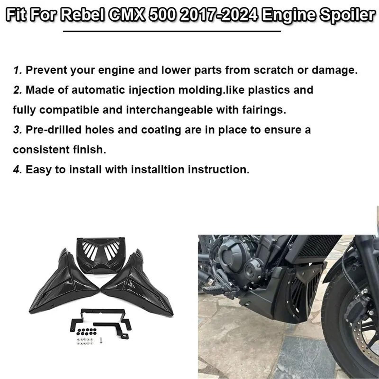 Pasuje do HONDA Rebel CMX500 2017-2024 Osłony ramy Osłona podwozia Dolny spojler silnika owiewki Okna Boczne Spojler Skrzydło dachowy