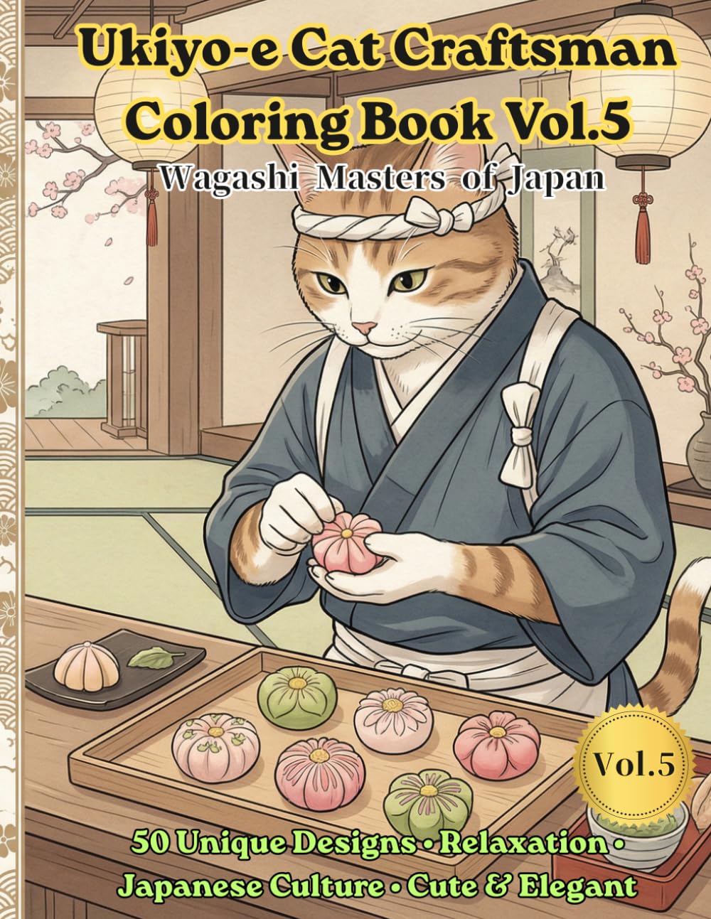 Ukiyo-e Cat Craftsman Coloring Book Vol.5: Wagashi Masters of Japan