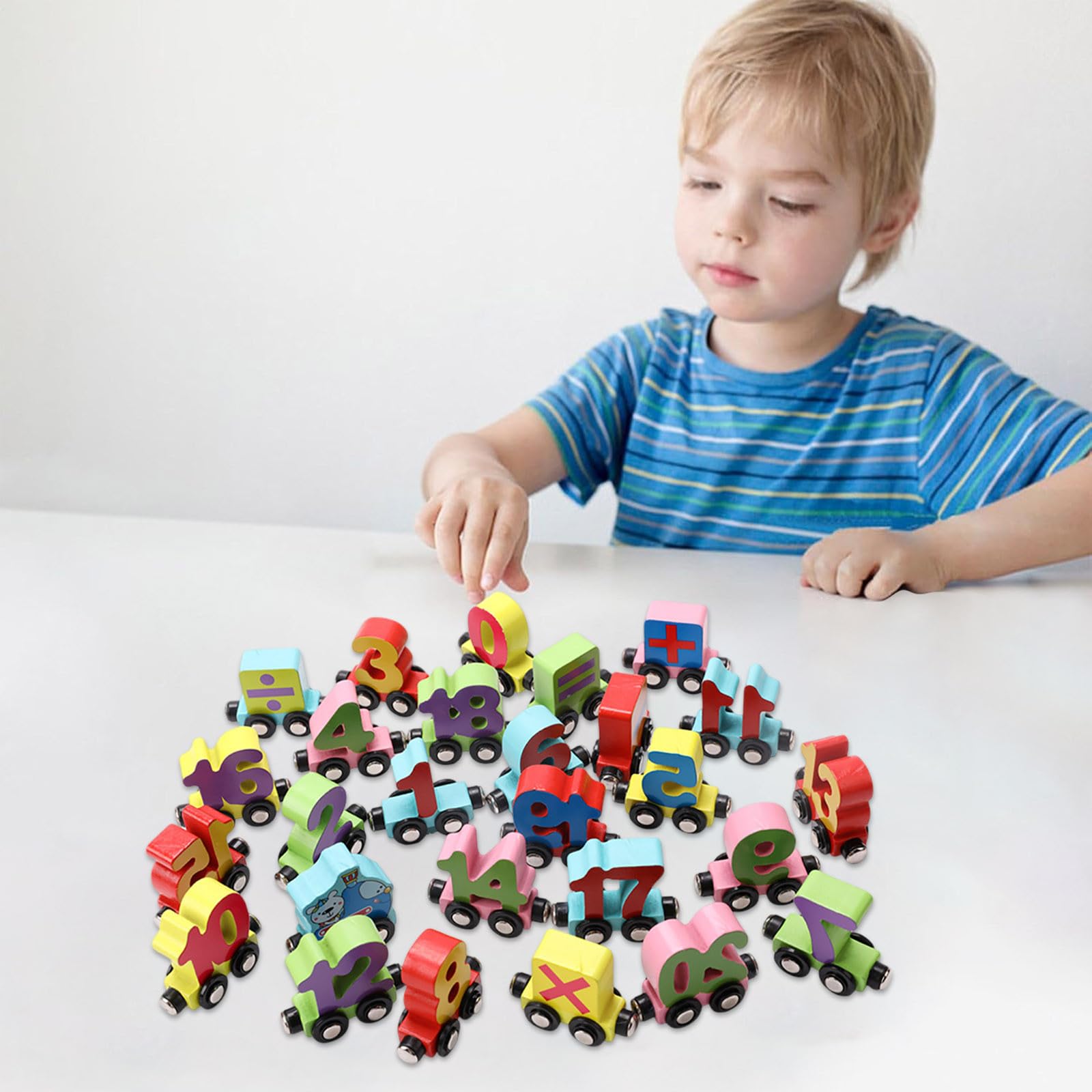 Lernspielzeug Zahlen- und Buchstaben-Zugpuzzle aus Holz Montessori-Lernzug für Kleinkinder Buntes Lernpuzzle mit Fallmechanismus für die frühe Vorschulentwicklung