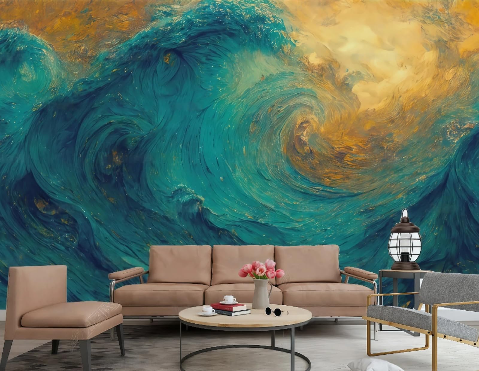 Papier peint moderne abstrait pour transformer un mur vide en peinture 3D