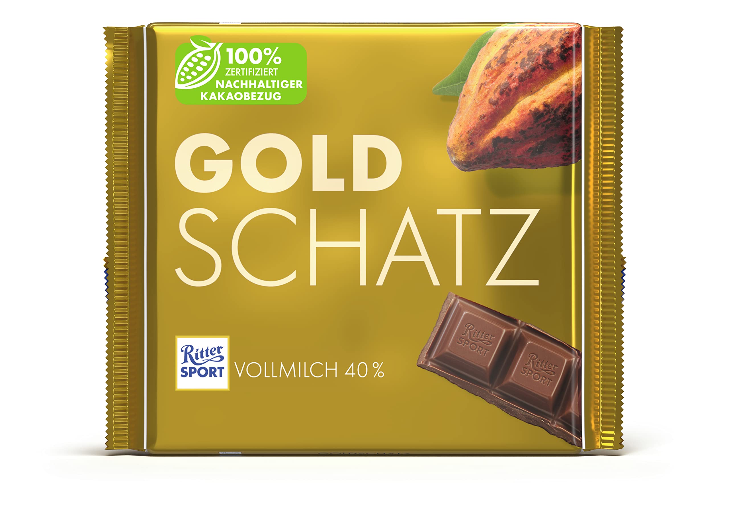 Ritter Sport - Goldschatz - 11 x 250 g, Feinste Vollmilchschokolade mit Karamellstückchen, Schokoladen-Klassiker zum Teilen mit Freunden, 11 x 250g Tafeln