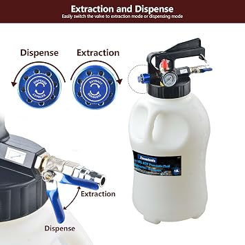 10L Pneumatic Transmission Fluid Transfer Pump, Gearbox Oil Filling Pump with 13pcs ATF Filler Adapters