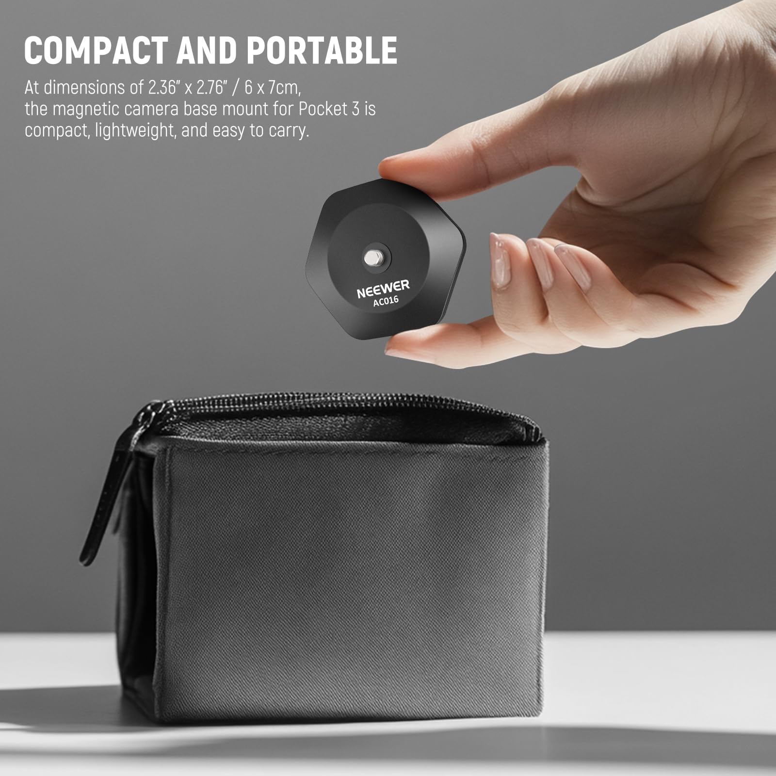 Neewer Magnetyczna podstawa montażowa do kamery kompatybilna z DJI Osmo Pocket 3 Insta360 X4/3/GO 3S/3, mocny stojak magnetyczny, szybkozłączka, podstawa ze śrubą 1/10.2 cm do kamery gimbalowej