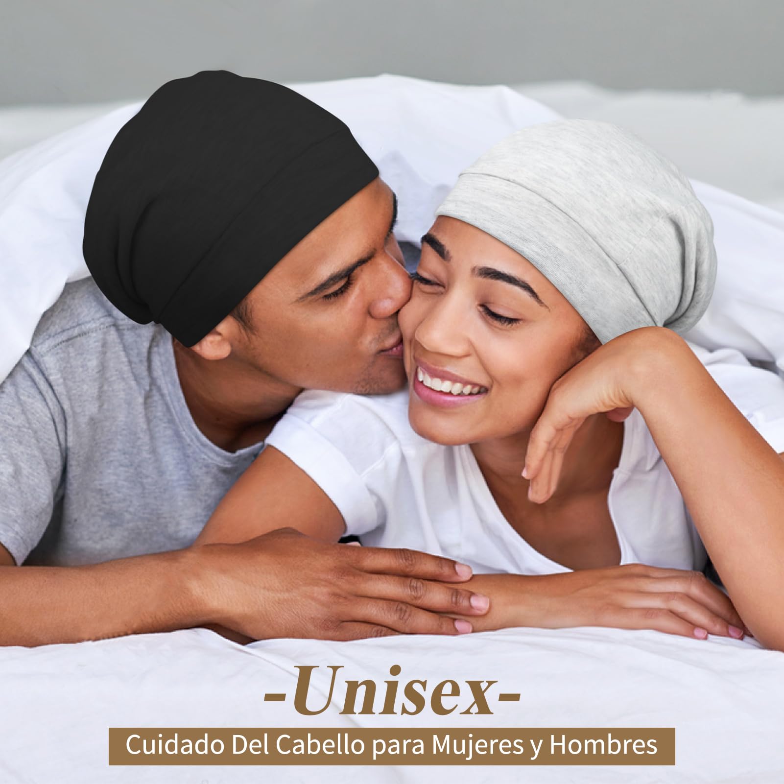 Kiiwah Gorro Satén para Dormir con Forro de Satén, Ajustable Gorro Pelo Rizado Dormir Unisex Gorro Slouch Beanie para Dormir Gorro Satin Suave Bonnet Seda para Mujeres y Hombres