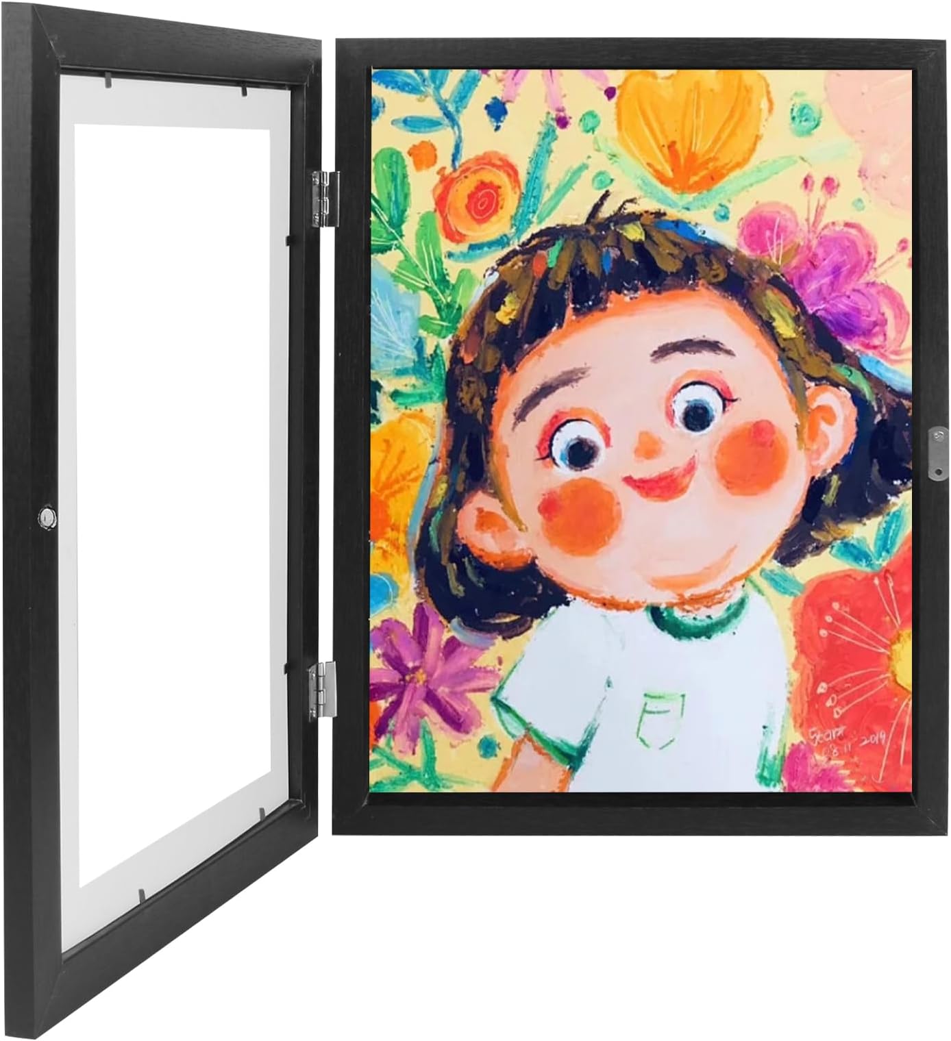 Omevett Kids Artwork Display Frame Forever Frame Kids Changeable Childrens Artwork Display Front Opening A4 Pictures Frames for Storage 50+Pictures,Black Kids Art Photo Frames for Wall Hanging
