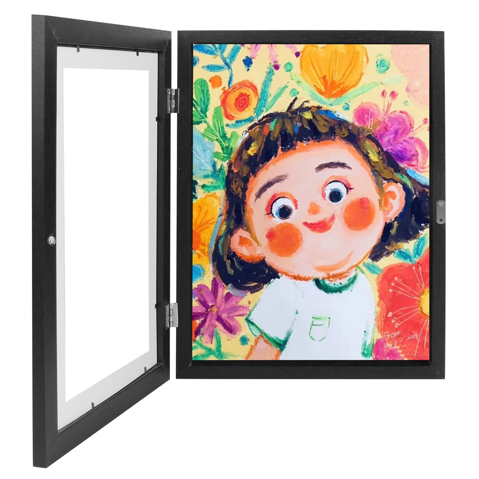 Omevett Kids Artwork Display Frame Forever Frame Kids Changeable Childrens Artwork Display Front Opening A4 Pictures Frames for Storage 50+Pictures,Black Kids Art Photo Frames for Wall Hanging