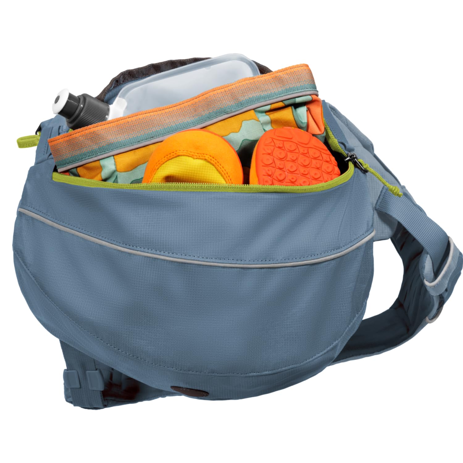RUFFWEAR Palisades – Sac modulaire pour chien et sac de voyage, sac à dos léger pour randonnée et promenade avec harnais intégré, taille M, lac glacier