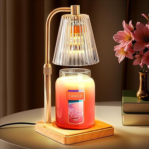 Candle Warmer Lamp with Timer Dimmer, Christmas Birthday Gifts for Mom Women Sister, House Warming Gifts, Fall Decorations for Office Room Home Decor, Adjustable Vintage Clear Wax Melt Warmer