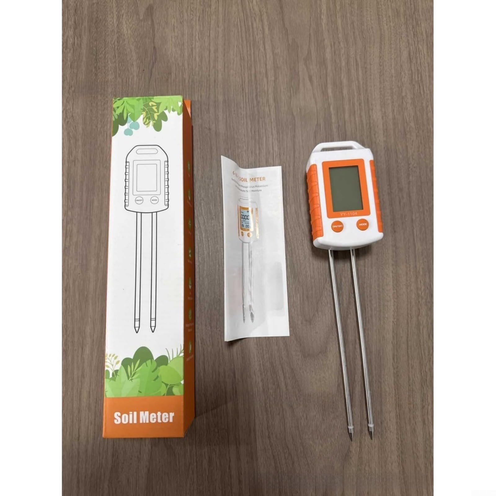Medidor de fertilidad de temperatura de humedad NPK 6 en 1, pantalla retroiluminada LCD giratoria para jardín, granja, huerto, agricultura