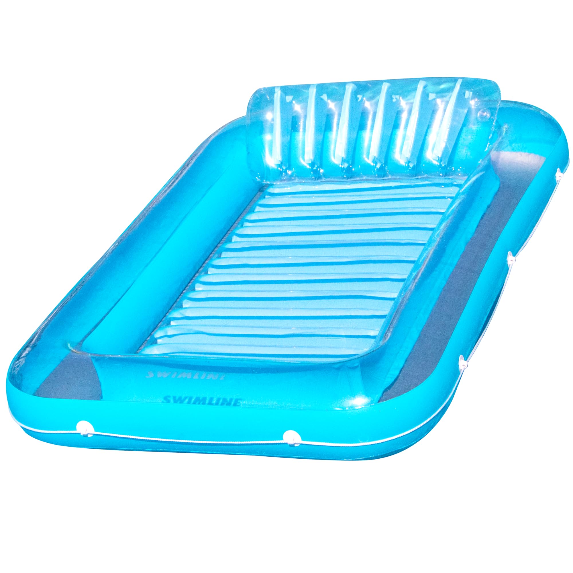 SWIMLINE Original Suntan Tub Classic Edition Inflatable Floating Lounger Blue | Personal Tanning Pool Hybrid Lounge | Comfort Pillow | Fill with Water | for Kids & Adults | Reflective Tanning Design