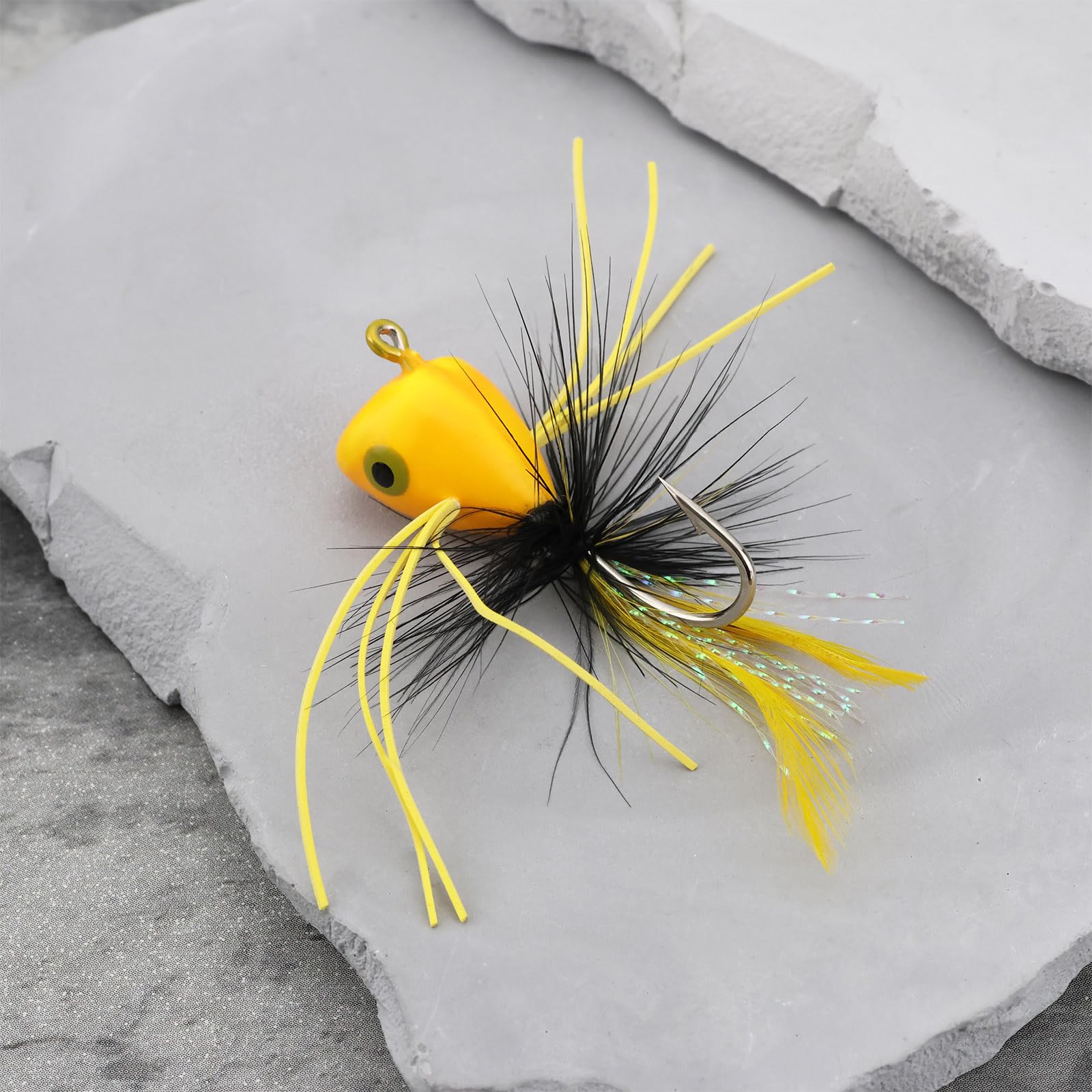 EMSea 10PCS Poppers para Pesca con Mosca Moscas Espuma para Pesca con Mosca Tamaño 6 Blanco Negro Rojo Amarillo Y Naranja; Señuelos Superficie para Lubina Pez Luna Trucha Y Pez Pan