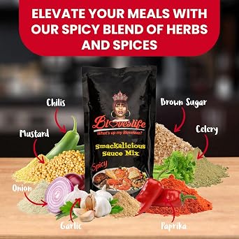 Bloveslife 1 Pack Spicy Cajun Smackalicious Sauce Seasoning Mix - Seafood Boil Butter Sauce Spice Blend with Bold Spicy flavor for Fish, Crab, Shrimp, Crawfish, Meat and Veggies