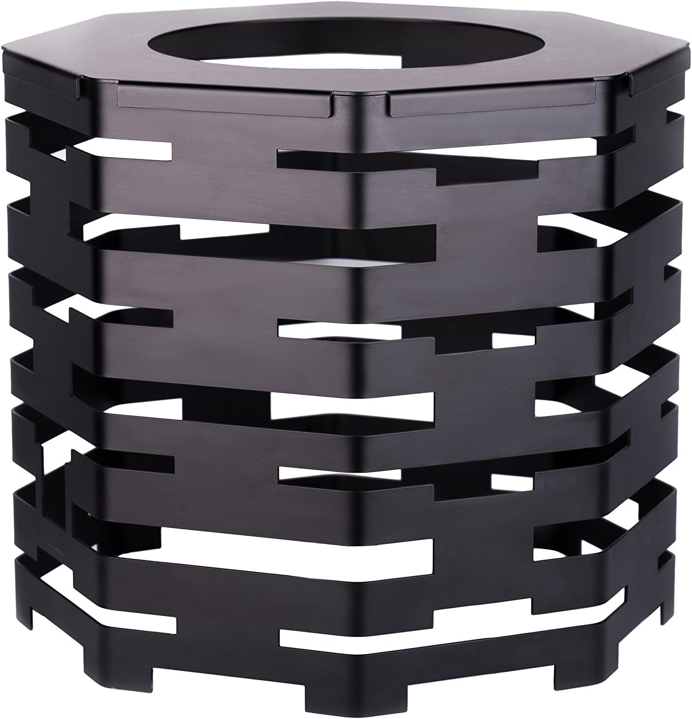 PWBA8-4034B, Octagon Buffet Riser with Adaptor for Soup Kettle, Black Powder Coated Steel Multi-Level Food Serving Riser Stand With Notches for Display Surfaces (Surfaces Are Not Included)