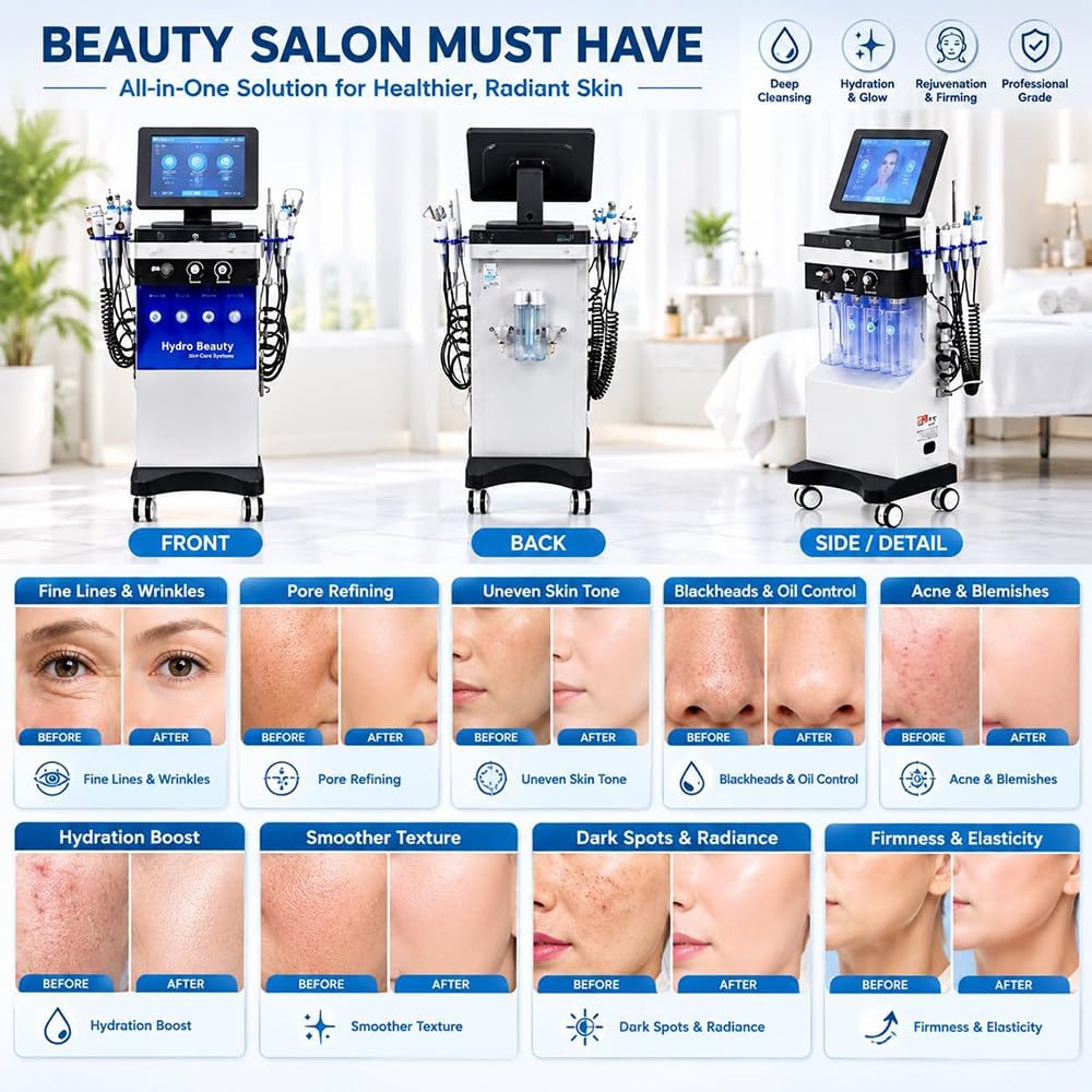 Dispositivo Di Bellezza Per Trattamento Viso Idro-Ossigeno,Schermo Da 10,4"