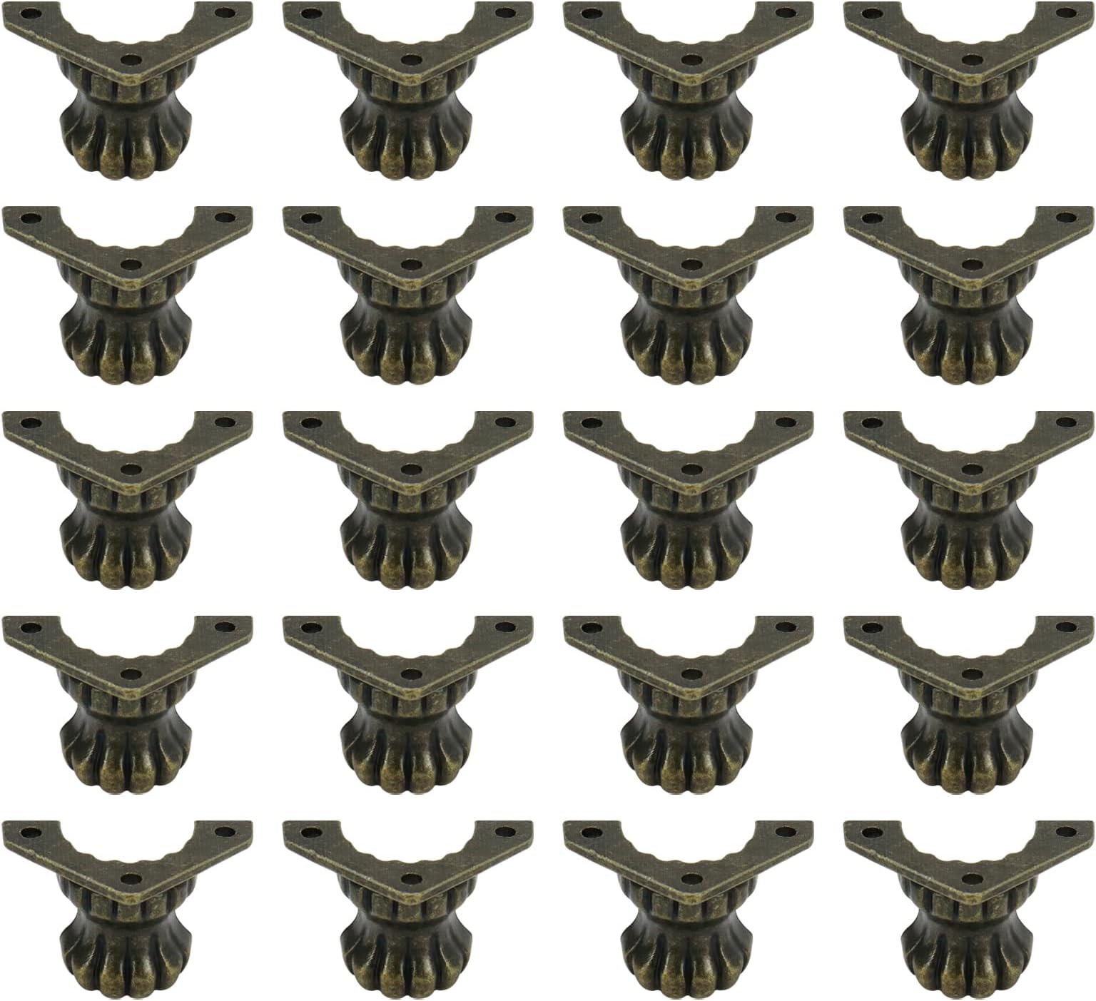 Faotup 20pcs Antique Box Feet, Metal Jewelry Box Legs Corner Protector Hardware Decorative Gift Box Wooden Case